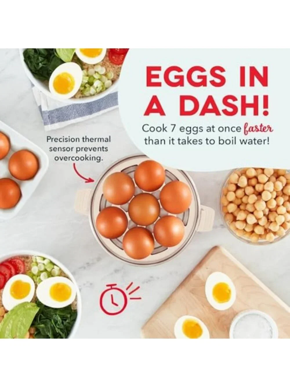 Rapid Egg Cooker for 7 Hard Boiled Eggs, Easy & Efficient Kitchen Gadget